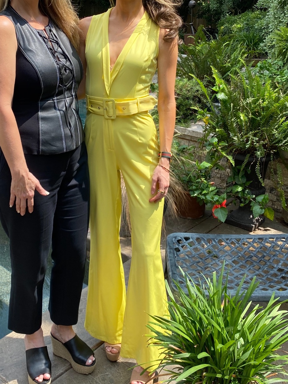 Misguided Yellow Sleeveless V-Neck Belted Jumpsuit